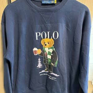 Polo Ralph Lauren Bear Fleece Sweatshirt Vintage Size M